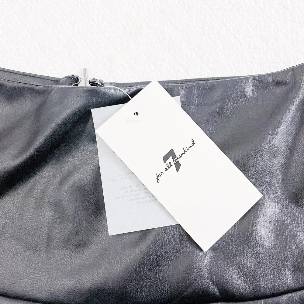 7 For All Mankind Black Faux Leather Full Skirt SZ S  NWT